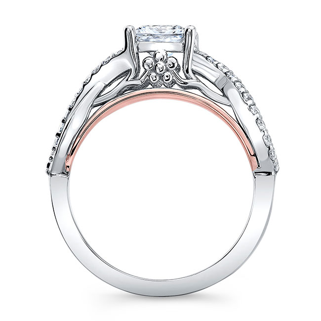 White Rose Gold Cathedral Engagement Ring Image 2