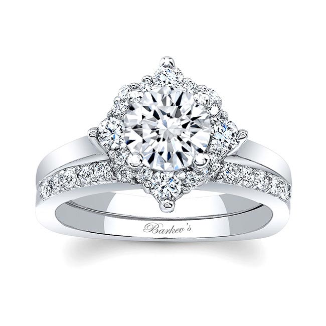 Round Halo Moissanite Bridal Set