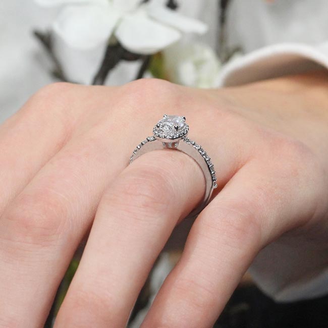 2 Carat Oval Moissanite Halo Engagement Ring Image 6