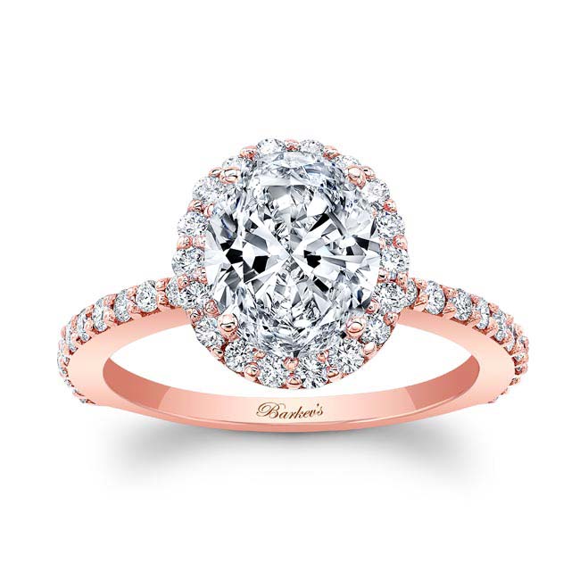 Rose Gold 2 Carat Oval Moissanite Halo Engagement Ring