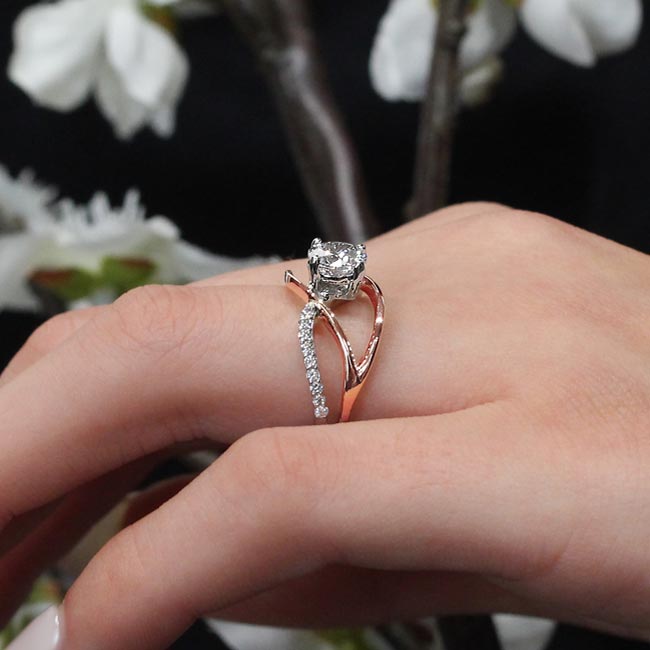 White Rose Gold Open Shank Ring Image 4