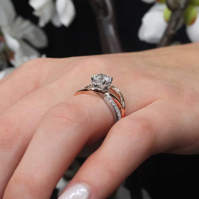 White Rose Gold Open Shank Ring Image 5