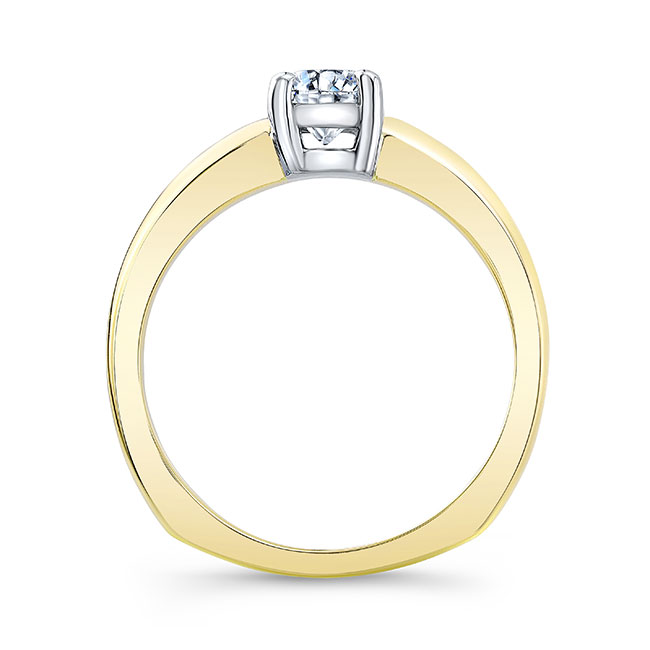 White Yellow Gold Simple Solitaire Ring Image 2