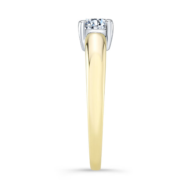 White Yellow Gold Simple Solitaire Ring Image 3