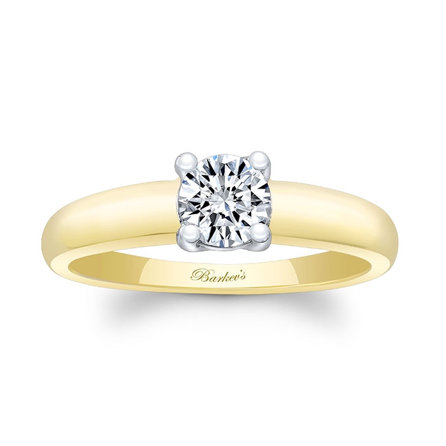 White Yellow Gold Simple Solitaire Ring