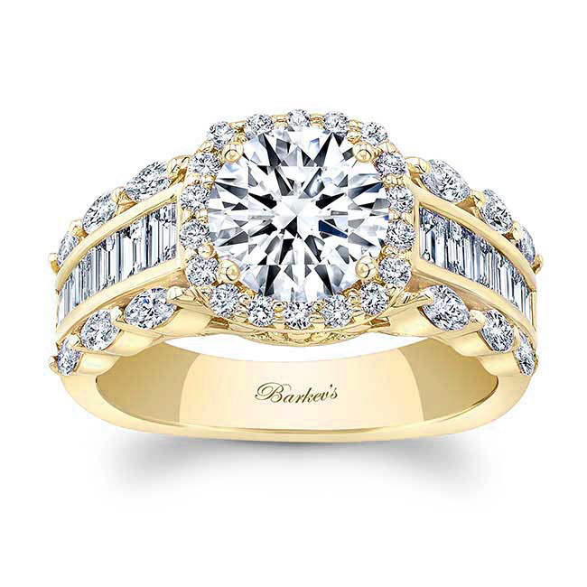 Yellow Gold Moissanite Baguette Ring