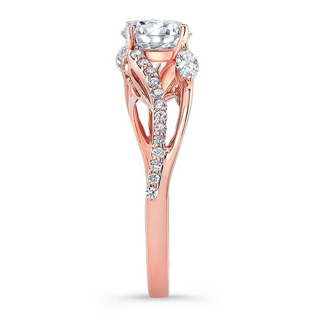 Rose Gold Curved Split Shank Diamond Ring Image 2