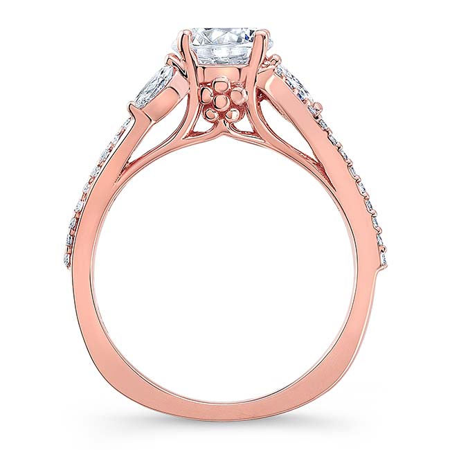 Rose Gold Curved Split Shank Diamond Ring Image 3