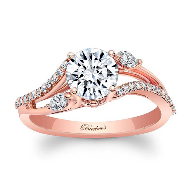 Rose Gold Curved Split Shank Diamond Ring