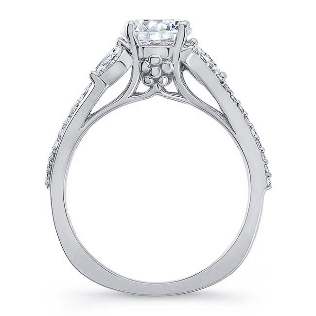 White Gold Curved Split Shank Moissanite Ring Image 2