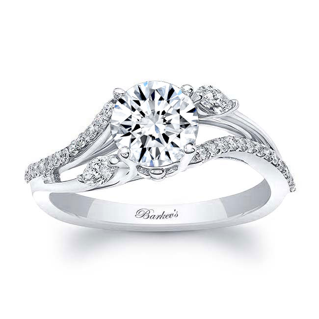 White Gold Curved Split Shank Moissanite Ring