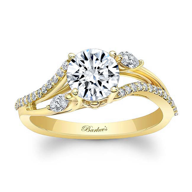 Yellow Gold Curved Split Shank Lab Grown Diamond Ring