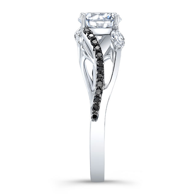 Curved Split Shank Lab Diamond Ring With Black Diamonds Image 3