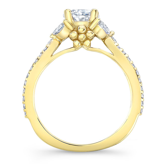 Yellow Gold Lab Grown Diamond Leaf Ring Image 2