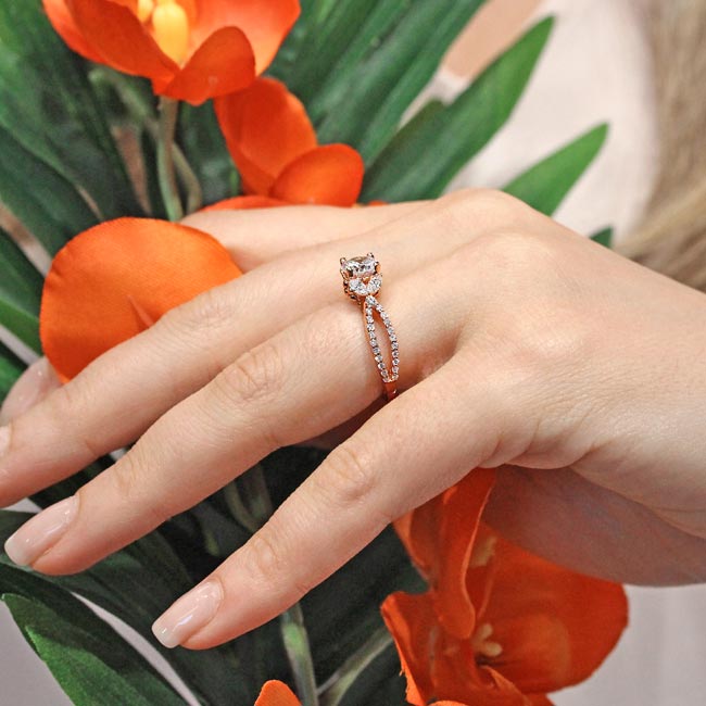 Rose Gold Moissanite Leaf Ring Image 6