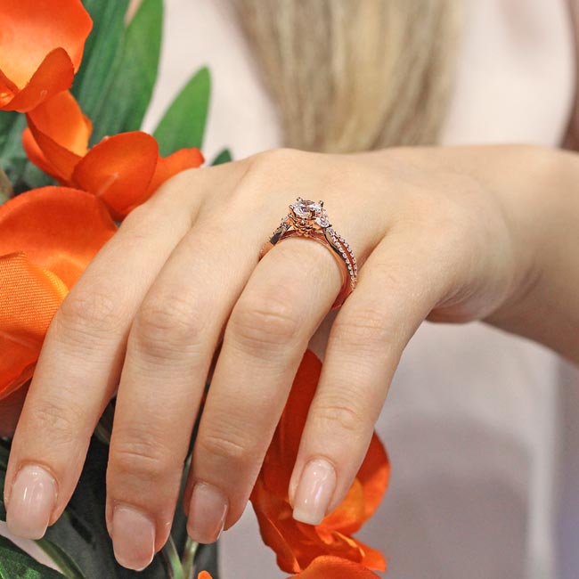 Rose Gold Moissanite Leaf Ring Image 7