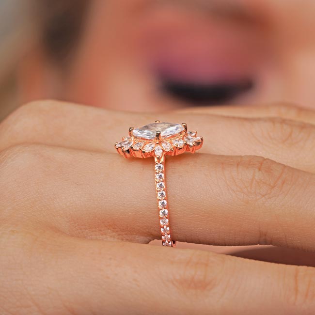 Rose Gold Marquise Diamond Engagement Ring Image 3