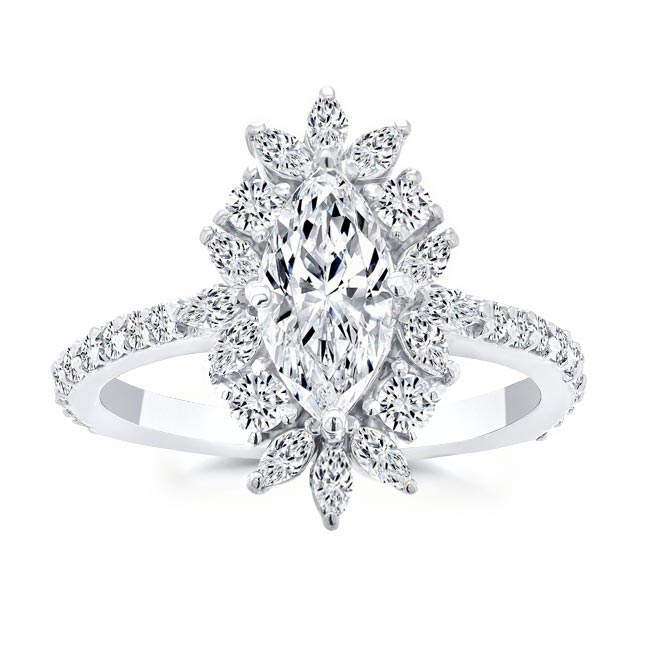 Platinum Marquise Black Diamond Accent Engagement Ring