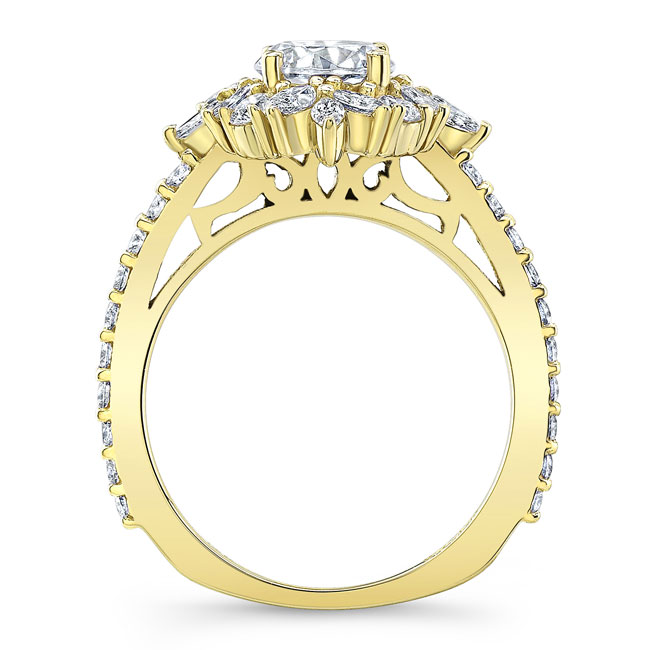 Yellow Gold Marquise Halo Lab Grown Diamond Engagement Ring Image 2