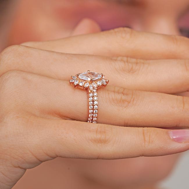 Rose Gold Marquise Diamond Wedding Set Image 3