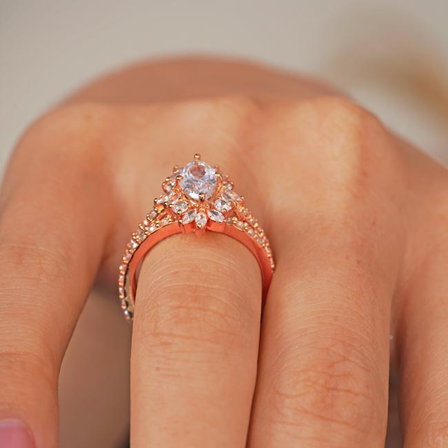 Rose Gold Marquise Diamond Wedding Set Image 4