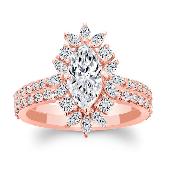 Rose Gold Marquise Diamond Wedding Set