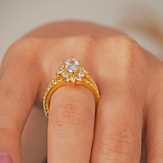 Yellow Gold Marquise Diamond Wedding Set Image 4