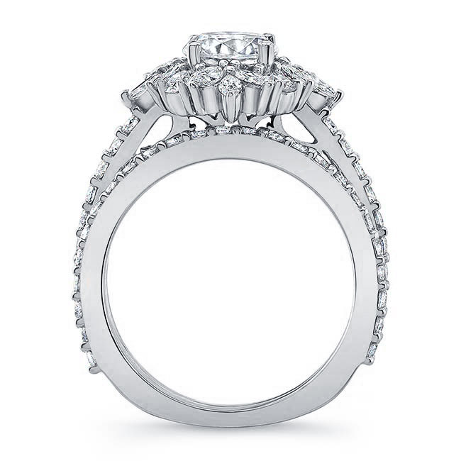 Marquise Halo Moissanite Wedding Set Image 2