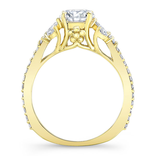 Yellow Gold Lab Grown Diamond Leaf Engagement Ring Image 2