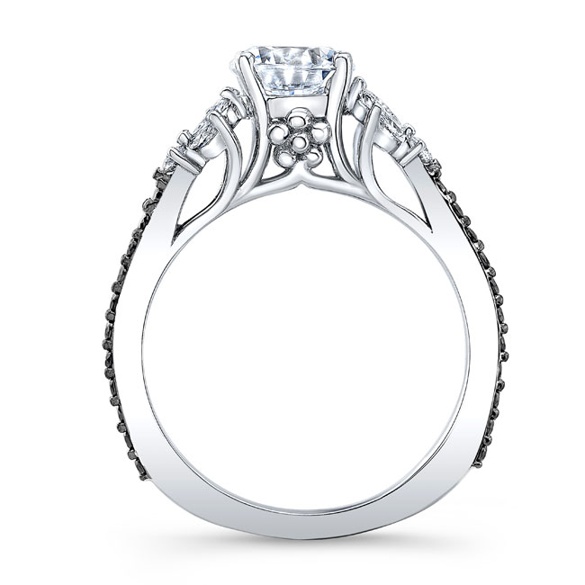 Moissanite Black Diamond Accent Leaf Engagement Ring Image 2