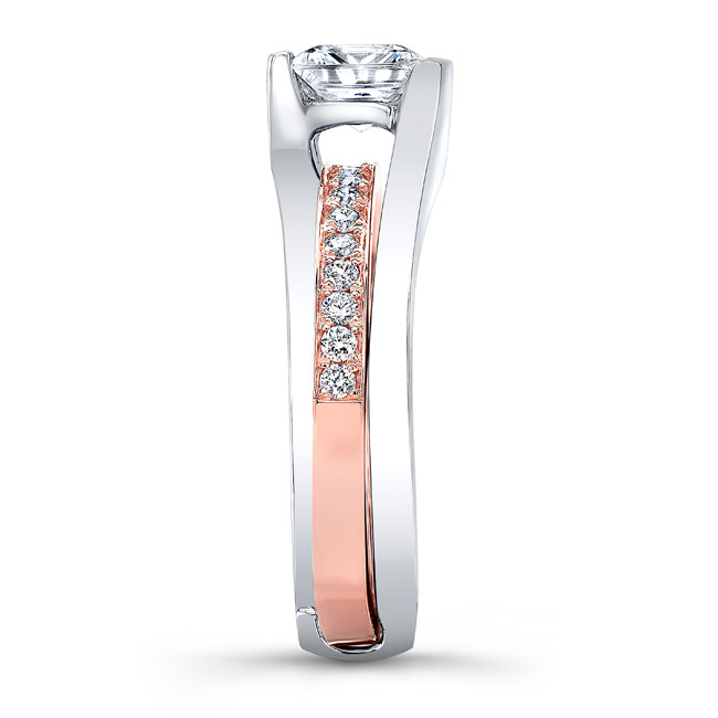 White Rose Gold Interlocking Princess Cut Ring Set Image 3