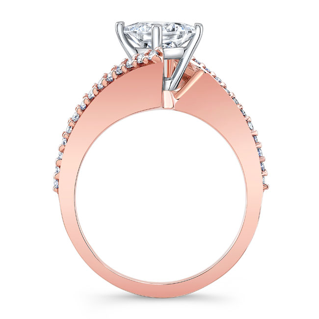 Rose Gold Princess Cut Moissanite Bypass Ring Image 2