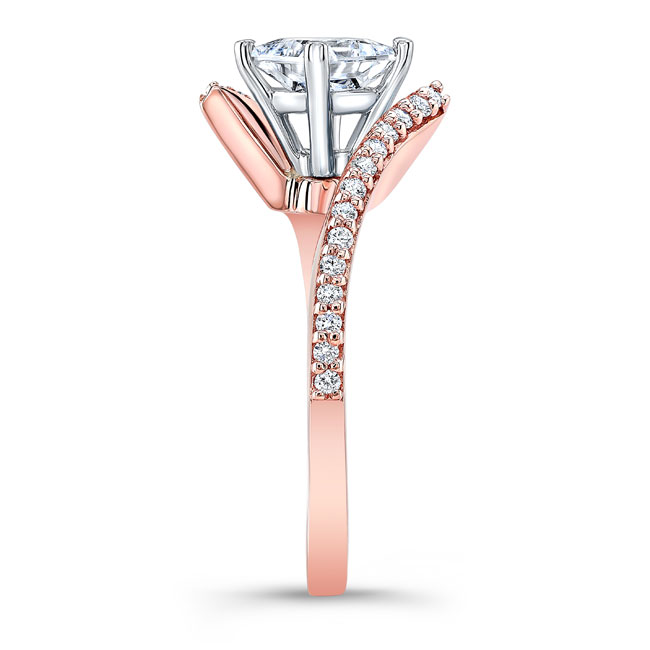 Rose Gold Princess Cut Moissanite Bypass Ring Image 3