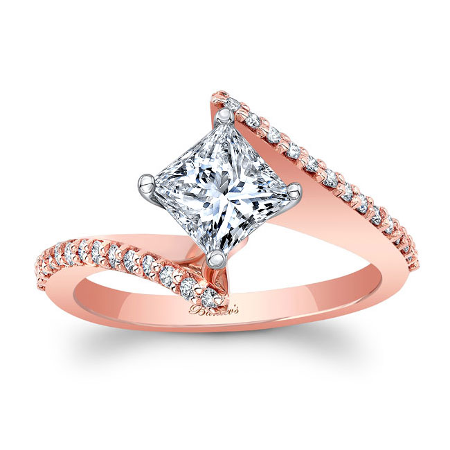 Rose Gold Princess Cut Moissanite Bypass Ring