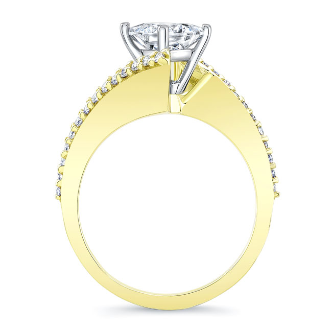 Yellow Gold Princess Cut Moissanite Bypass Ring Image 2