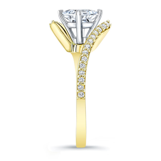 Yellow Gold Princess Cut Moissanite Bypass Ring Image 3