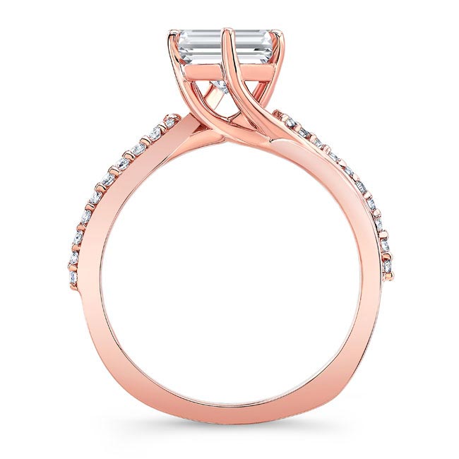 Rose Gold Asscher Cut Twist Engagement Ring Image 2