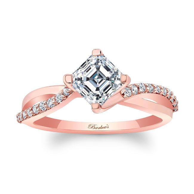 Rose Gold Asscher Cut Twist Engagement Ring