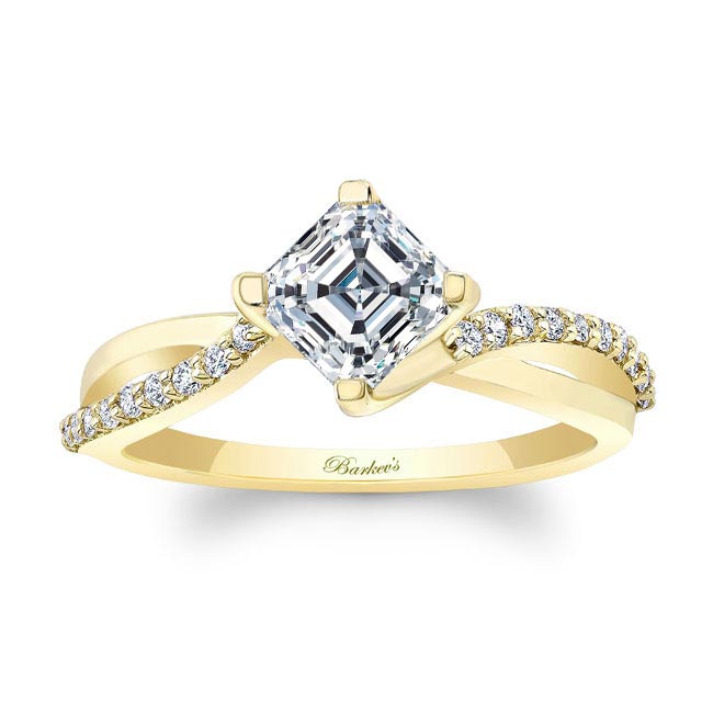 Yellow Gold Asscher Cut Twist Engagement Ring