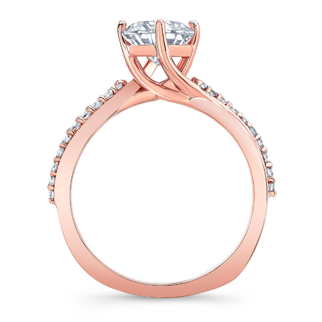 Rose Gold Princess Cut Twist Engagement Ring Image 2