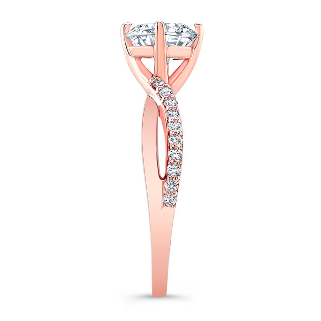 Rose Gold Princess Cut Twist Engagement Ring Image 3