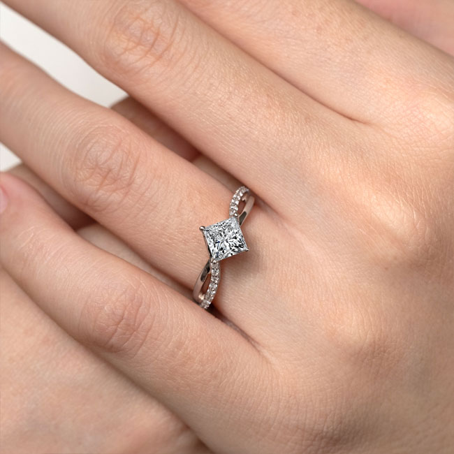 Princess Cut Twist Engagement Ring Image 5