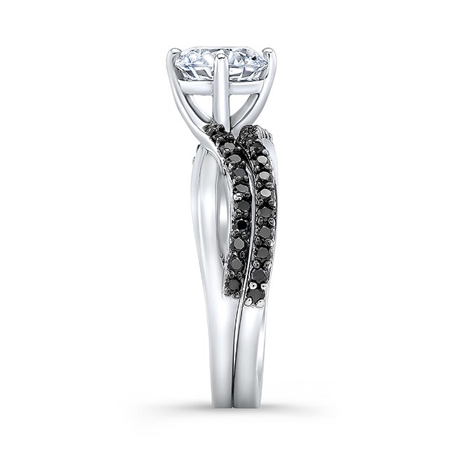 Princess Cut Lab Diamond Twist Bridal Set With Black Diamonds Image 3