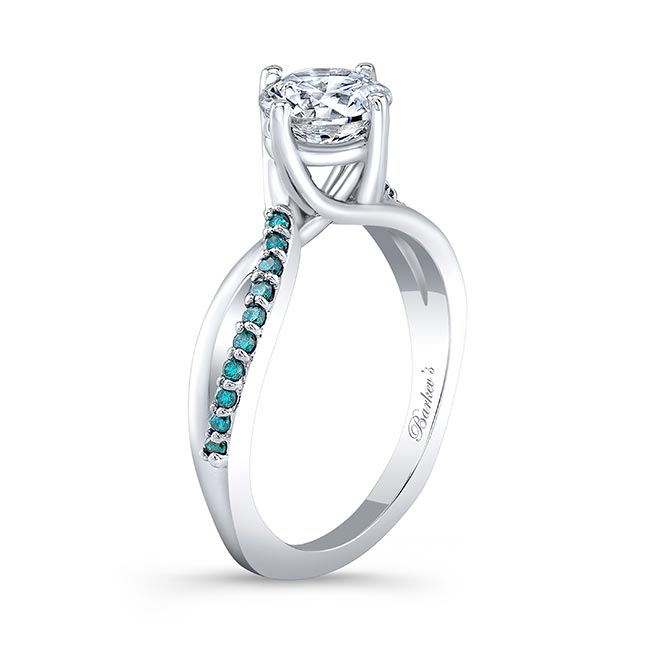 Twisted Lab Grown Diamond Engagement Ring With Blue Diamonds Image 2