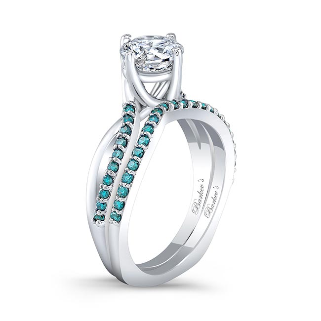 Twisted Moissanite Bridal Set With Blue Diamonds Image 2