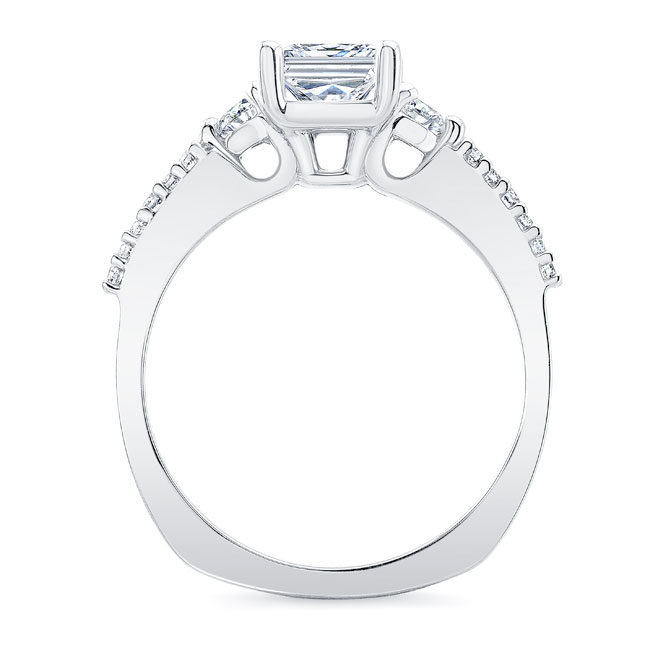 White Gold 3 Stone Radiant Cut Engagement Ring Image 2