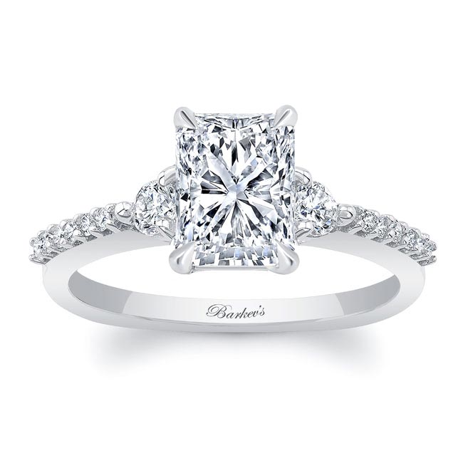 White Gold 3 Stone Radiant Cut Engagement Ring