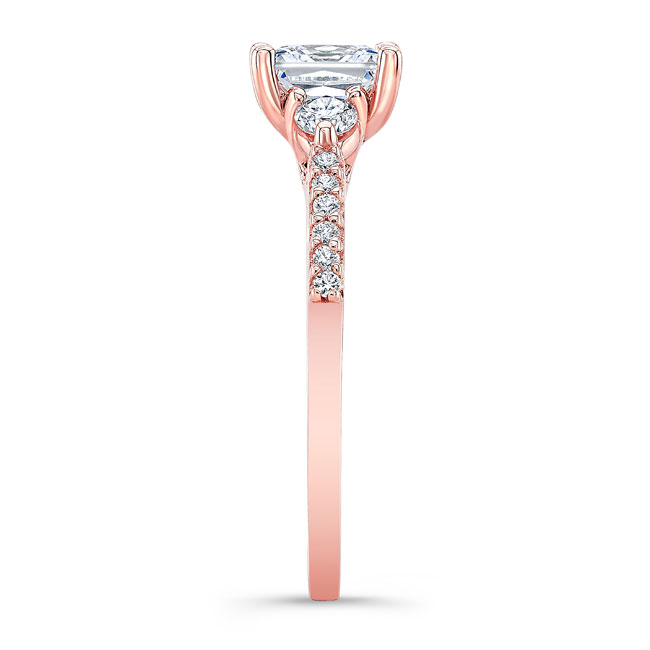 Rose Gold 3 Stone Radiant Cut Engagement Ring Image 3