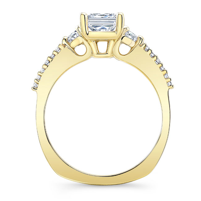 Yellow Gold 3 Stone Radiant Cut Engagement Ring Image 2