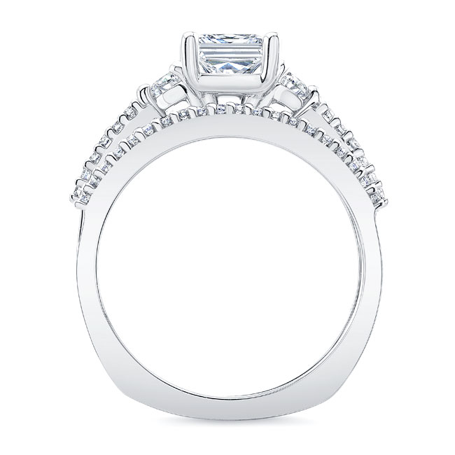 Moissanite 3 Stone Princess Cut Wedding Set Image 2